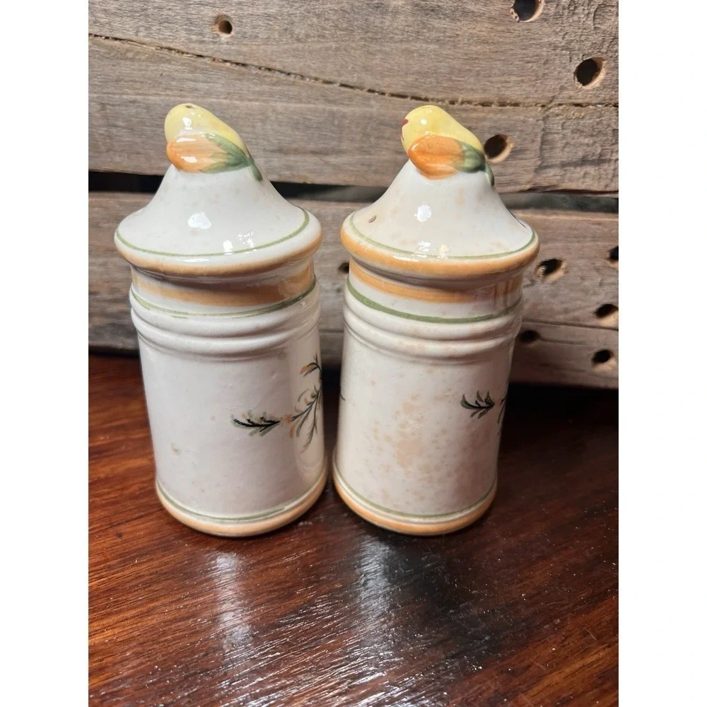 Arnart Creation Salt and Pepper Shakers Set Japan Vintage fruit Yellow Cream
